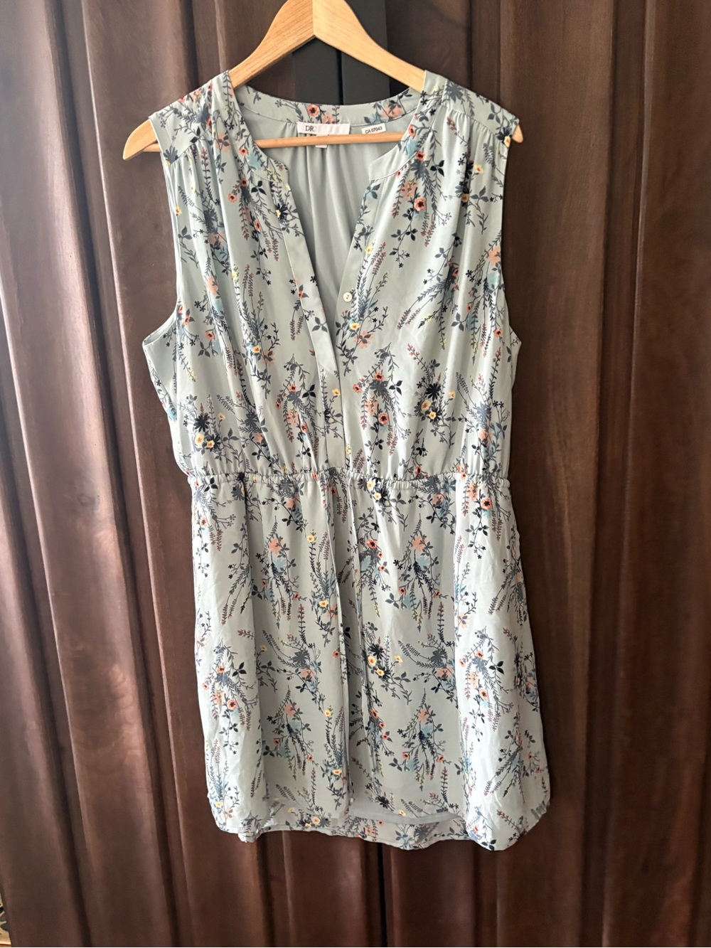 DR2 Light Green Floral Sleeveless Mini Dress